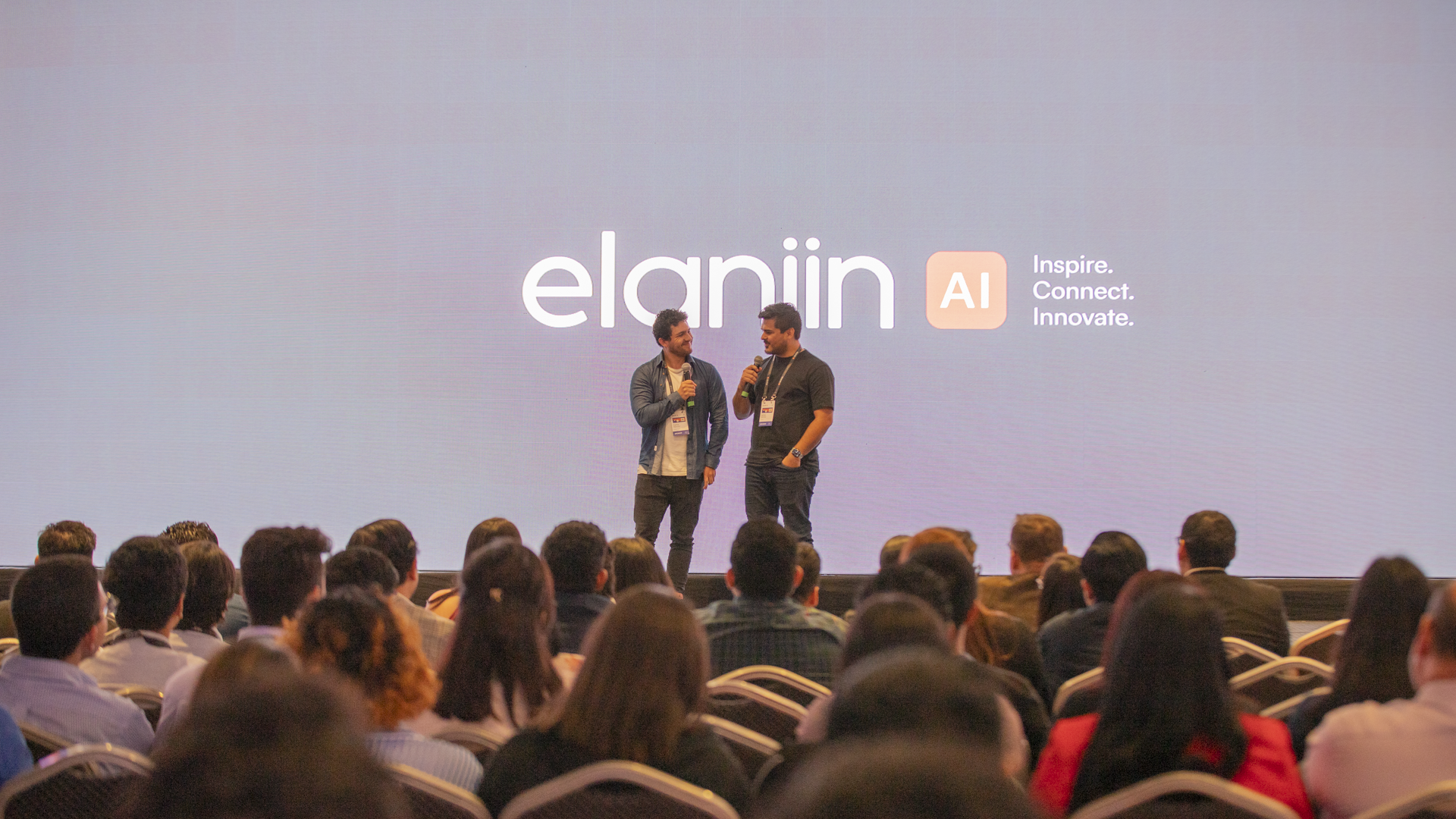 Elaniin AI brand reveal on stage — Elaniin AI '24 event
